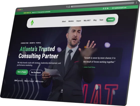 ABC Group website on a computer