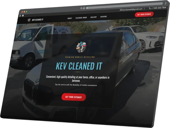 KevCleanedIt website on a computer
