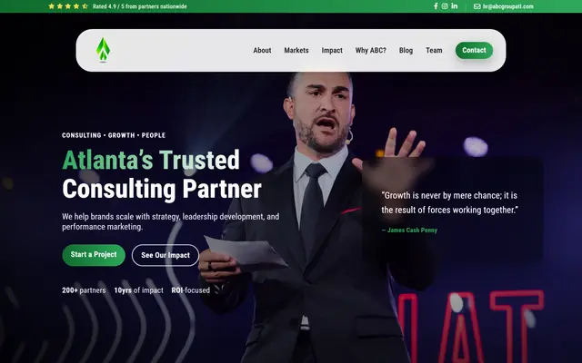 Home page of the ABC Group website