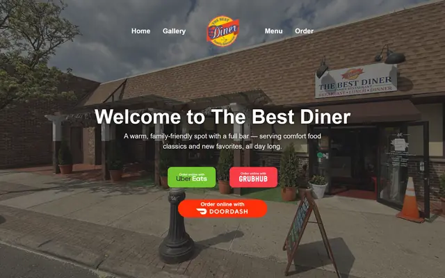 Home page of the Best Diner website