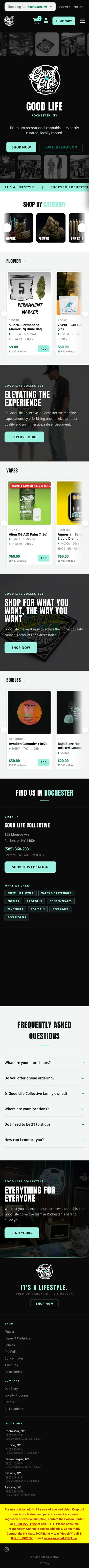 The whole Good Life Collective home page on a phone