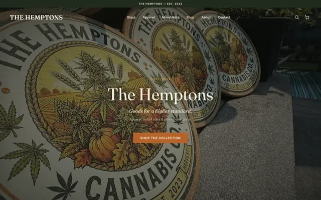 Home page of the The Hemptons Cannabis Co. website